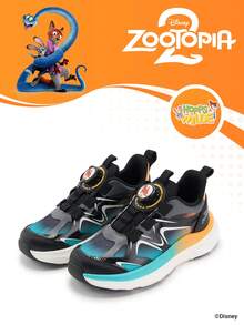 1 đôi giày thể thao trẻ em phiên bản hợp tác Disney X Zootopia, thích hợp cho cả đi hàng ngày và hoạt động ngoài trời, thoải mái, chống trơn trượt, bền và thoáng khí (Giày thể thao trẻ em, Giày trẻ em, Giày bé gái) - màu đen - Xem 1