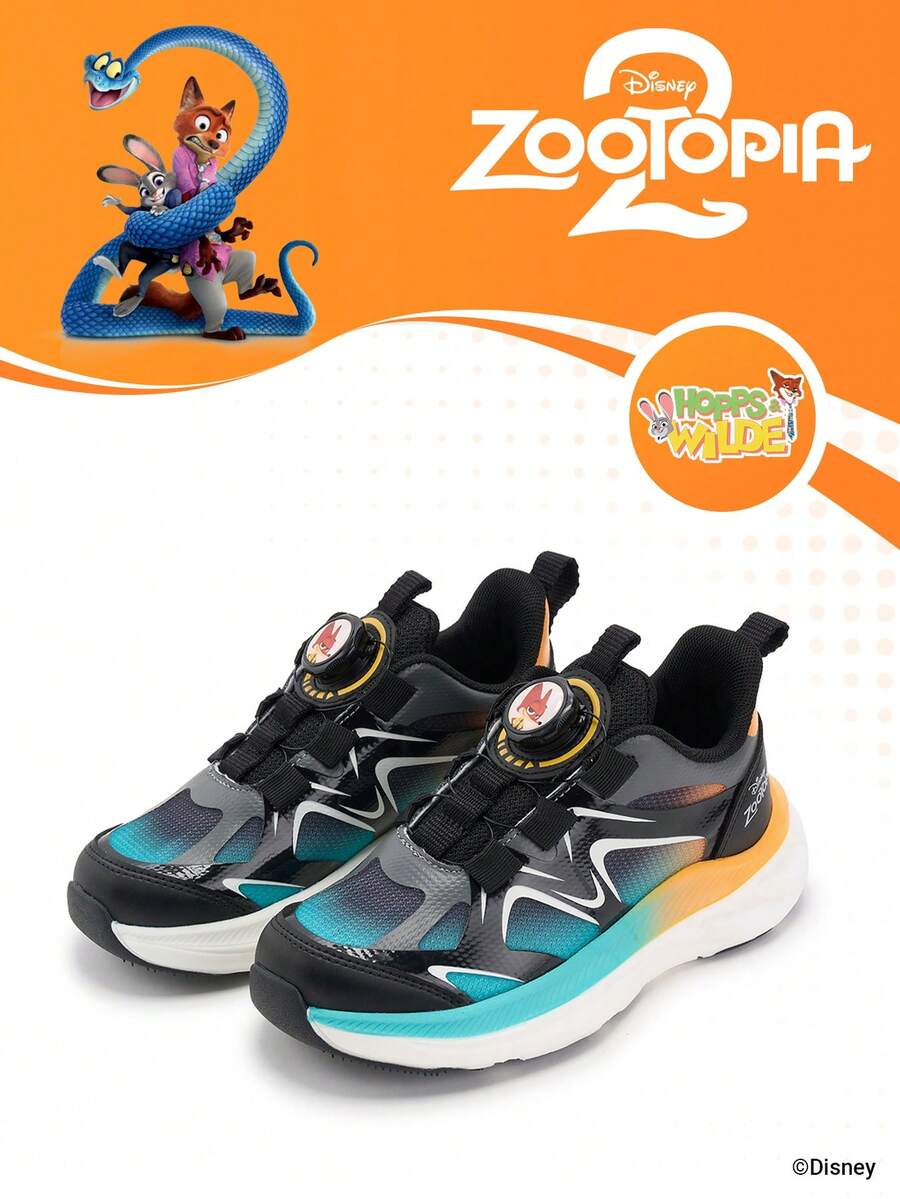 1 đôi giày thể thao trẻ em phiên bản hợp tác Disney X Zootopia, thích hợp cho cả đi hàng ngày và hoạt động ngoài trời, thoải mái, chống trơn trượt, bền và thoáng khí (Giày thể thao trẻ em, Giày trẻ em, Giày bé gái) - màu đen - Xem 1