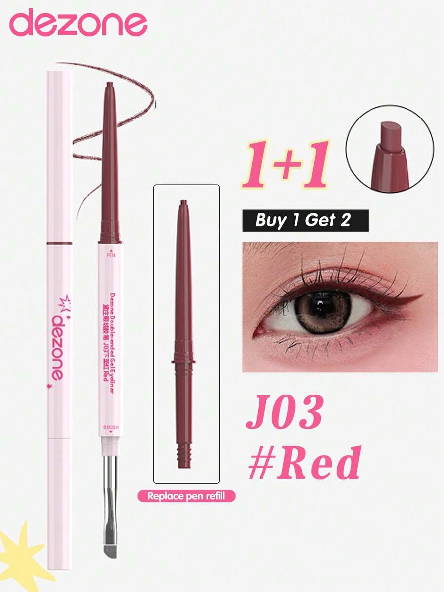 DEZONE Set Pensil Eyeliner 2-in-1 dengan Isi Ulang, Warna Cokelat Kemerahan, Cocok untuk Liburan dan Riasan Sehari-hari, Bisa Dijadikan Hadiah untuk Pacar. - J03 - View 1