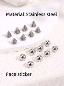 16 piezas Conjunto de aretes falsos geométricos de acero inoxidable, que incluye aro nasal falso, pendiente de ceja y labio, sin necesidad de perforación, joyería corporal - 16 piezas - Ver 4