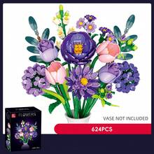 Colorful Artificial Flower Building Blocks, Romantic Valentine's Day & Mother's Day Gift, Home Decor Handicraft, Compatible With Mainstream Brands - Multicolor - View 14