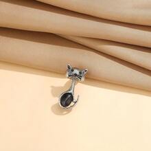 1pc Cute Cat Brooch, Niche High-End Lapel Flower, Fashion Versatile Cat Eye Stone Suit Brooch Accessory - Multicolor - View 9