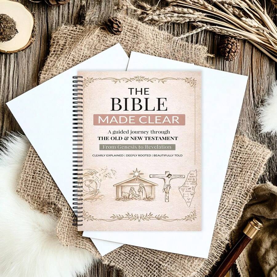 《圣经明晰指南》引导式学习笔记本，A5尺寸，全年圣经研读计划本，旧约概览，包含关键经文和反思空间，基督教用品，日记本，母亲节礼物 - A5 - 查看 1