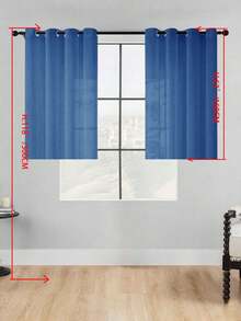 1 buah Tirai Tipis, Melembutkan Pencahayaan, Berlubang, Bagian Atas dengan Lubang Pengait, Semi-Transparan, Dapur, Cocok Untuk Rumah Atau Kantor, Kamar Tidur, Balkon, Ruang Tamu, Warna Polos, Produk Baru, Minimalis, Rustik - Biru - View 29