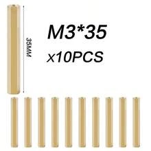 100pcs M3 Brass Hex Standoff, Threaded Through Hole, Brass Hex Nut Spacer, Isolation Support Column - A - View 10