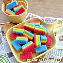 Rainbow Sour Strip Squishy Toy, Silicone, Soft Slow Rebound, Birthday Party New Year Gift - Multicolor - View 3