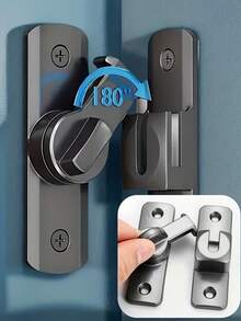 1pc Heavy Duty Security Door Lock Handle | Anti-Pry, Adjustable 90°/180° Sliding Latch | Commercial/Residential Grade Bolt Lock With Screws, Manual, Reinforced Durable Structure Suitable For Bathroom, Home - Multicolor - View 5