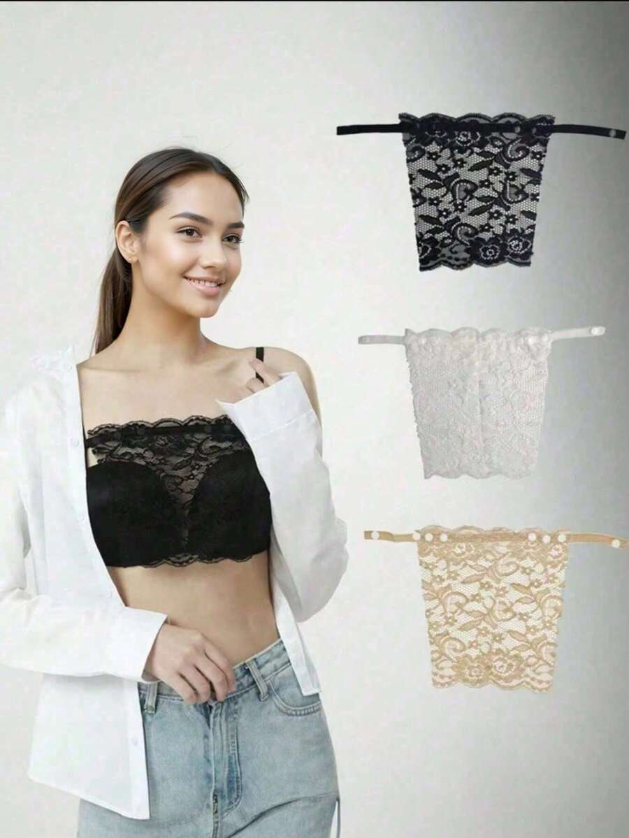 Áo ngực ren phối không đường may dành cho nữ, áo ngực ngắn hở lưng gợi cảm với dây đeo vô hình, phù hợp cho váy, đám cưới, tiệc tùng. - nhiều màu - Xem 1