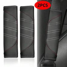 2Pcs PU Leather Safety Seat Belt, Shoulder Cover, Breathable Protection, Padding Pad, Interior Access, Car Accessories - A - View 4
