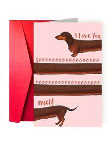 1 Thiệp tình yêu chủ đề chó Dachshund kèm phong bì - Món quà hoàn hảo cho Ngày Valentine và Kỷ niệm, thể hiện tình cảm lãng mạn với người yêu hoặc người thân thương. - Nhiều màu - Xem 2