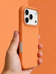 1pc 2.0mm Thick Liquid Silicone Full Coverage Orange Phone Case, Compatible With IPhone 17, 17 Pro Max, 17 Pro, 16, 15, 14, 13, 12, 11 Pro Max, Full Protection Cover - Orange - View 8