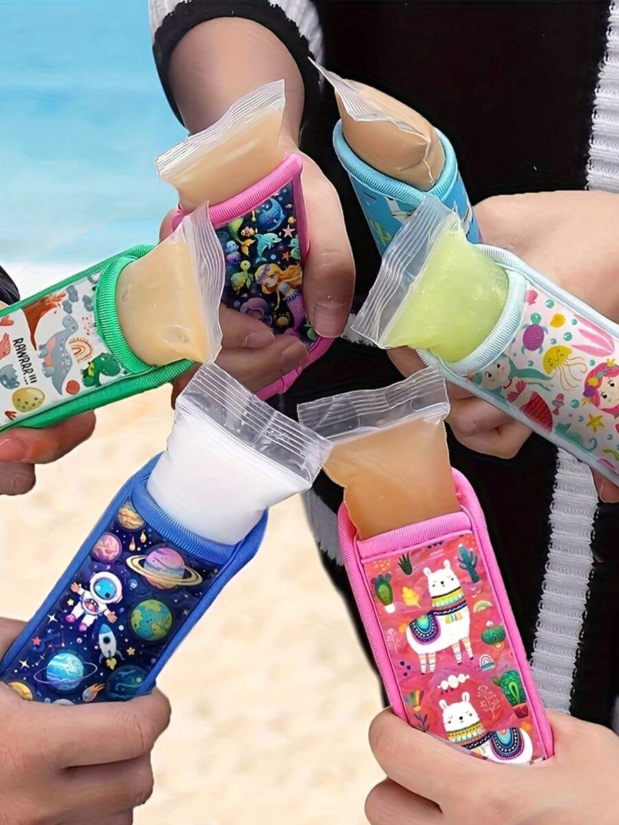 Reusable Ice Popsicle Holders, Freeze Pop Bags, Popsicle Sleeves- Ice Pop Sleeves For Frozen Treats Yogurt Tubes Ice Cream Holder Men Women Party Durable Neoprene Anti-Freezing No Drip, Home & Kitchen Dining Accessories, Featuring Cute Dinosaur, Mermaid, And Rainbow Designs-Washable & Freezer- Sleeves-Ideal For Summer & Parties