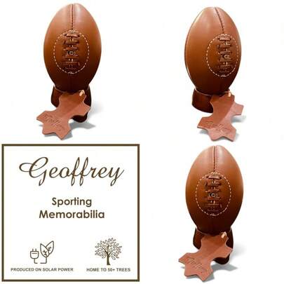 Best Sell-I MINI Retro Rugby Ball 4 Panels I Tan Cow Leather With Wooden Base I Vintage Style With Leather Laces And Hand Stitched