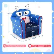 COSTWAY Kids Armchair With Soft Cushion And Cute Pattern, Blue - Blue - View 2
