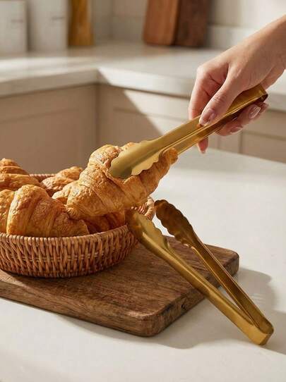 Cirelle 1/2 peças Pinça Servir Dourada de Aço Inoxidável, 9" Fácil de Segurar - Perfeito para Buffet e Festas