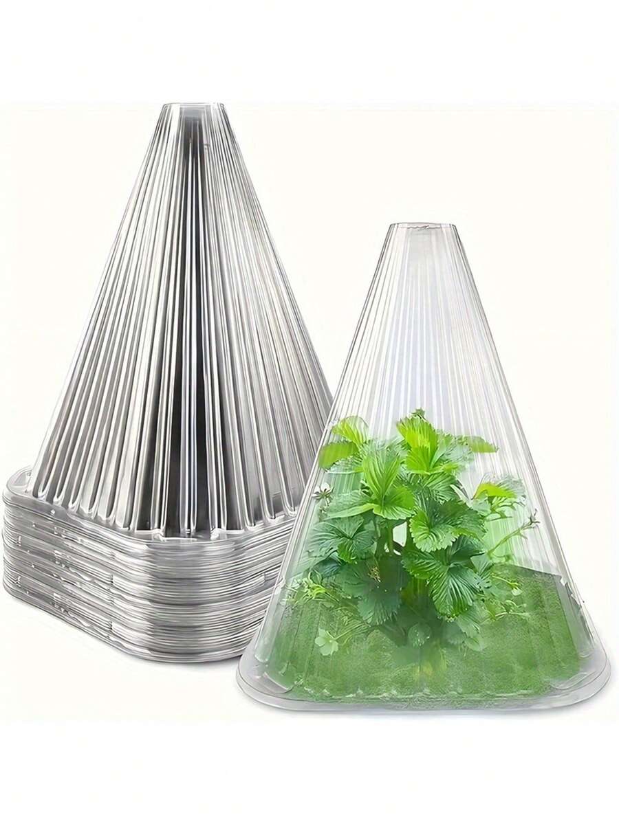 透明塑料植物罩 - 可重复使用的迷你温室,防霜冻、遮阴、防鸟防蜗牛,植物生长和园艺必备工具 - 多色 - 查看 1