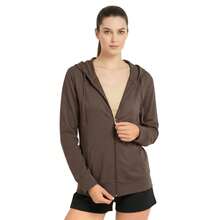 Women's Lightweight Cotton Hoodie Full Zip S-3XL With Pockets Hooded Sweatshirt Jacket Coat Solid Tops Regular & Plus Size Basic Layering Tops Warm Lightweight Cotton Zipper Hoodie Sweatshirt For Women Lady Sweatshirts Long Sleeve Outerwear For Spring Fall Winter Womenswear Activewear Streetwear - 棕色 - 查看 8
