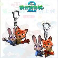 Disney 《疯狂动物城2》汽车装饰钥匙扣，尼克和朱迪钥匙圈，可作包包挂饰，粉丝礼物，卡通钥匙扣，适合儿童和成人，节日礼物 - A - 查看 3