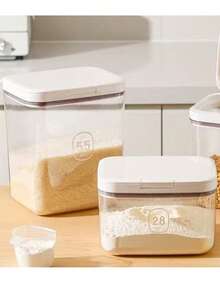 Dispensador de detergente de lavandería con tapa de 1 clic, recipiente de material PET transparente para polvo con taza medidora. Recipientes para bolas de gel de lavandería disponibles en capacidades de 2.8L, 4.5L y 5.5L. Accesorio de baño, decoración del hogar - Transparente - Ver 12