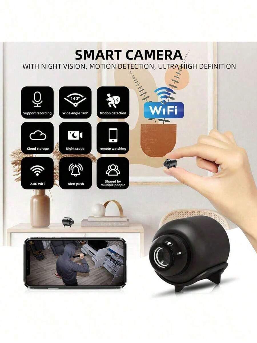 1-3个智能迷你子弹型隐藏式宠物摄像头，家用安防摄像头，支持2.4G WIFI无线连接，具备高清夜视功能和移动侦测功能，可通过手机远程查看，无需电池即可通过USB供电。安装简便，适用于室内外猫狗监控/家庭监控/录像/取证等场景。