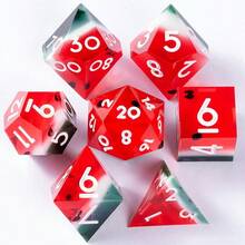 7pcs Watermelon Themed Multi-Faceted Dice Set, Sharp Edge Dice Suitable For Role-Playing Tabletop Games, Thanksgiving Christmas Party Supplies - Multicolor - View 4