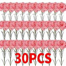 1/5/10/20/30/40/50朵人造康乃馨花，仿真植物，絲綢康乃馨花，適用於母親節、情人節、婚禮中心裝飾、新娘派對桌飾、居家生日佈置，人造康乃馨仿真花莖絲綢假花，適用於葬禮布置、婚禮花束、墓地花圈、DIY手工藝 - 粉色 - 查看 13