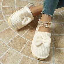 Fashionable New Striped Bow Slip-On Indoor Slippers, Comfortable Noiseless Mule - Women's Slippers - View 5