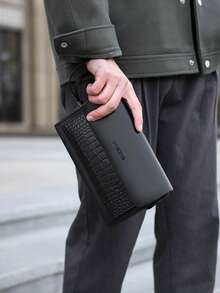 gorchis New Crocodile Embossed Men's Clutch Bag, Password Lock Anti-Theft Handbag, Multi-Card Slots Large Capacity Business Casual Versatile PU Leather Clutch Bag ,Fathers Day Gift - Black - View 6