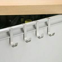 2/5 Pcs Stainless Steel Hooks, Simple Door Hooks, Desktop Drawer Partition Cabinet Door Back Hooks, Reversible And Compatible With Doors And Cabinet Doors - Multicolor - View 3
