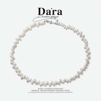 Da'ra 1 pieza Collar de perla de agua dulce natural de plata S925, adecuado para el uso diario de las mujeres, perlas de agua dulce naturales seleccionadas con brillo cálido y textura natural, minimalista y versátil, adecuado para regalos, ir al trabajo y varios atuendos