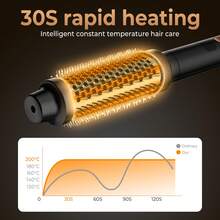 UKLISS Bàn chải uốn tóc nhiệt HAIR It-Curl 32mm, chức năng ion âm, 9 mức nhiệt độ, bàn chải tạo kiểu tóc bảo vệ khỏi nhiệt cho những lọn tóc xoăn bồng bềnh, lông bàn chải được nâng cấp, làm nóng nhanh. - Vàng - Xem 7