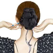 Dụng cụ tạo búi tóc bằng sợi tổng hợp 10 inch, phụ kiện búi tóc rối, búi tóc hình bánh donut bông xốp. - Dark Brown - Xem 3