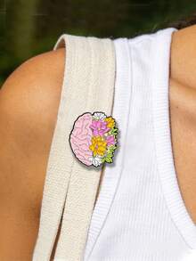 Flower & Brain Design Brooch - Multicolor - View 6