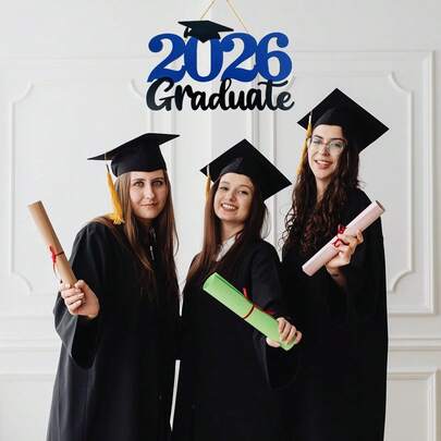 Trang trí tiệc tốt nghiệp năm 2026: Biển gỗ màu xanh dương, Phụ kiện chụp ảnh kỷ niệm năm 2026, Phụ kiện chụp ảnh tốt nghiệp năm 2026, Đồ dùng trang trí tiệc tốt nghiệp năm 2026