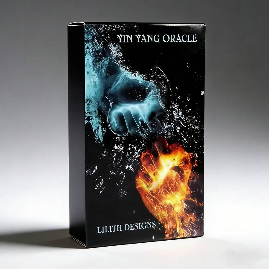 Yin Yang Oracle Deck | Balanced Energy Oracle Cards For Spiritual Growth | Fire & Water Themed Divination Tool For Harmony, Intuition & Dualistic Guidance | Gift For Taoism & Spiritual Seekers - Black - View 1
