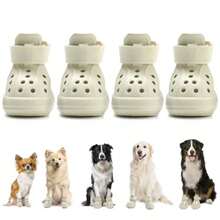 QILP Dog Shoes For Hot Pavement - Breathable Non  Dog Als With Reflective Stres Ea ON Off Ea-Clean  Outdoor Pet Boo For Small Medium Large D Wh Size 7 - Màu be - Xem 1