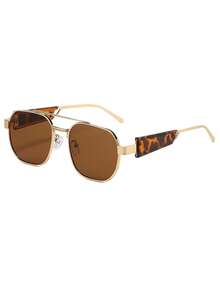 1 pieza de moda clásicas de aviador con puente doble, de metal retro de alta gama y personalizadas, con estampado de leopardo bohemio, para vacaciones, calle, hip hop, fiesta y decoración de compras - Multicolor - Ver 2