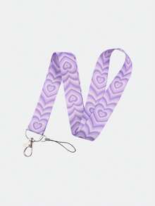 1条时尚飞天小女警爱心图案手机挂绳，长款多色丝带，心形钥匙卡套挂绳，可用于挂通行证、交通卡、工作许可证、场地证明、音乐会、鸡尾酒会等场合。非常适合送给男朋友、女朋友、家人，兼具学校、哥特风和Y2K风格。 - 彩色 - 查看 5