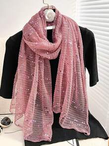 Pañuelo/pañuelo para la cabeza casual de poliéster brillante, adecuado para todas las estaciones - Negro - Ver 1