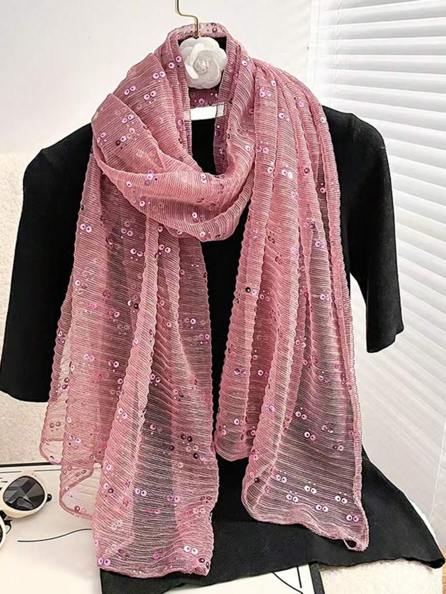 Pañuelo/pañuelo para la cabeza casual de poliéster brillante, adecuado para todas las estaciones - Negro - Ver 1