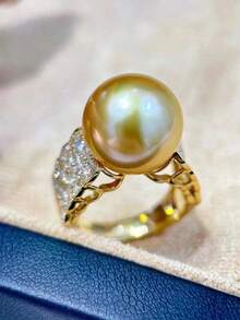 1pc Elegant High-End Fashion Pearl Ring, Large Round Bright Cubic Zirconia Inlaid, Luxury Exquisite Jewelry Design For Women - Ring - View 4