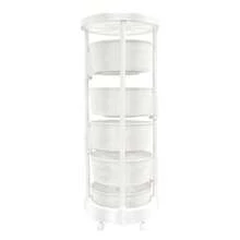 5 Tier Kitchen Storage Cart Rotating Basket Vegetable Fruit Trolly Rack Multi-Layer Storage Shelves With Wheels - 白色 - 查看 7