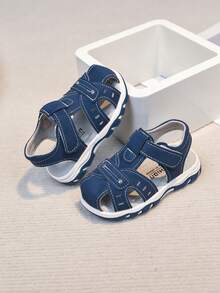 Boys' Hook And Loop Sandals, Soft Sole Non-Slip Beach Shoes, Easy On/Off, Summer New Arrival - Navy Blue - View 6