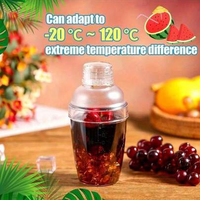 1 pièce Shaker à cocktail en plastique avec échelle de mesure et filtre, tasse de mélange transparente avec couvercle agitateur en plastique, outil de mélange de bar pour le thé, le café, le bubble tea, le lait