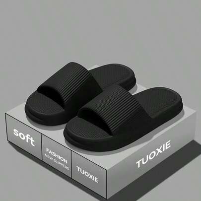 Men's Minimalist Comfortable Textured Solid Color Fashion Sandals, Outdoor & Indoor Sports Stylish Flat Non-Slip EVA Slippers, Casual Sports Style, Slip-On, Lightweight EVA Cushioned Sole, Non-Slip Beach Flip Flops, Washable, Suitable For Outdoor Sports Wear, Round Toe Design, Men's Slippers, Women's Sandals, Grip & Breathable Design, Suitable For Home & Leisure, Foot Companion, Lightweight Soft Bottom Indoor Slippers, Holiday Gift