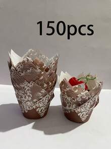 50 cái/100 cái/150 cái/200 cái giấy lót bánh cupcake hình hoa tulip ren, cốc nướng chống dính, thích hợp cho tiệc cưới, sinh nhật. - Xem 10