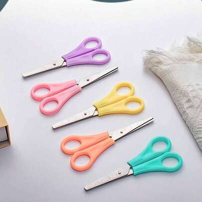 1pc Ruler Marked Student Scissors, DIY Craft Scissors, Office Paper Cutting Scissors, Random Color