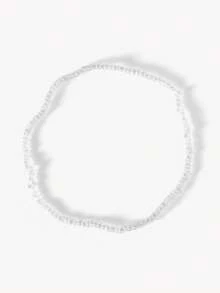 Opalesca 20pcs Women's Boho Style Glass Bead Layered White Bracelet - White - View 5