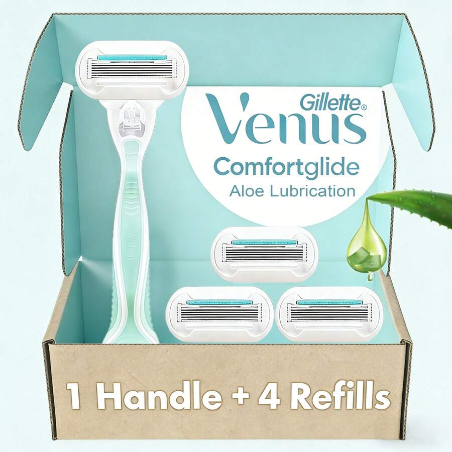 Gillette Venus Venus Aloe Women's Razor, Ultra Smooth Sensitive Skin Razor, Includes 1 Reusable Handle And 4 Blade Refills, Suitable For Sensitive Skin, Face Razor, Hair Removal, Shaver For Women - Multicolor - View 1