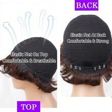 Beaushine 100%巴西真人发精灵短假发，6英寸，这款假发密度为180%，专为日常佩戴而设计，配备全机织玫瑰网。 - Natural Black - 查看 8